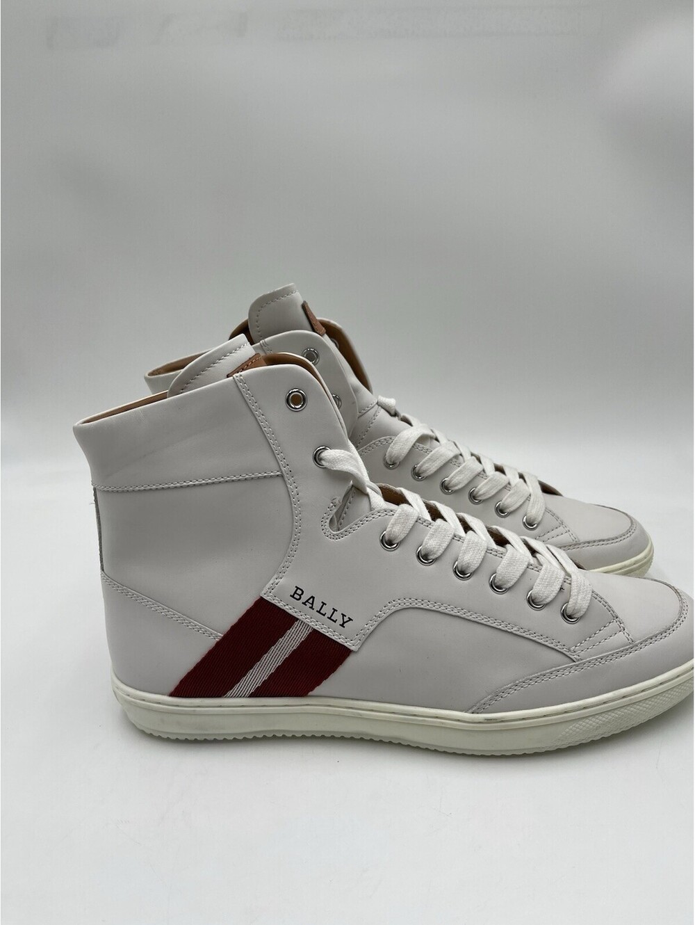 Bally Men’s  Oldani White Leather High-Top Sneakers Size 11D